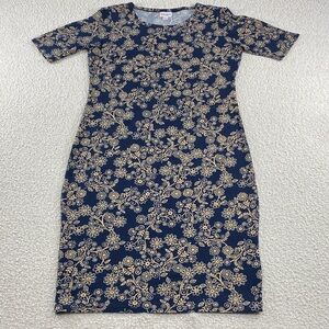 LuLaRoe Navy and Beige Floral Midi Dress